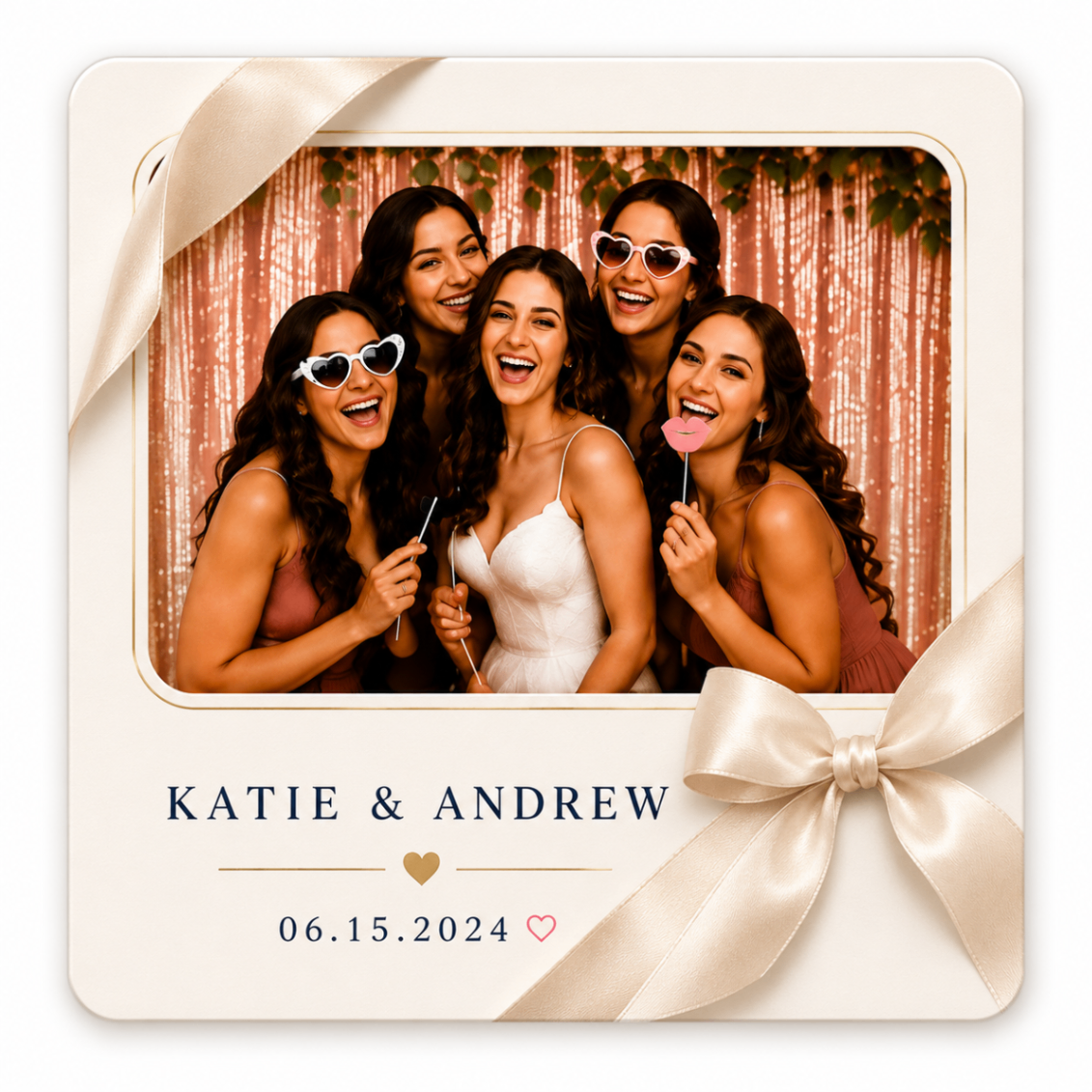 Silk Ribbon Frame personalized wedding magnet design