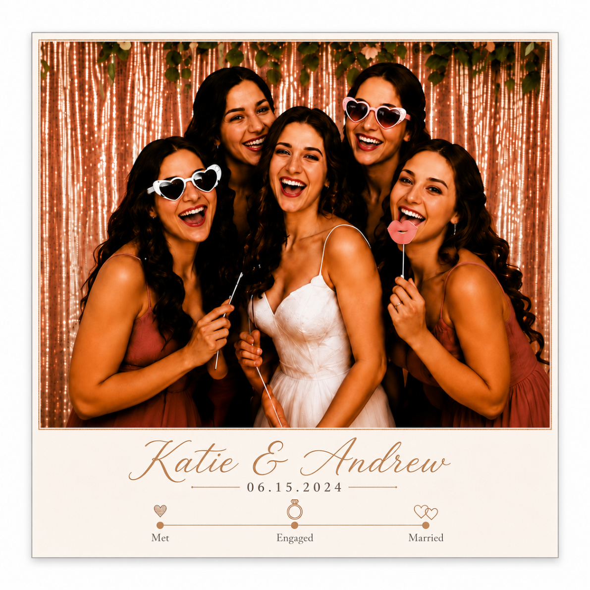 Love Story Timeline personalized wedding magnet design