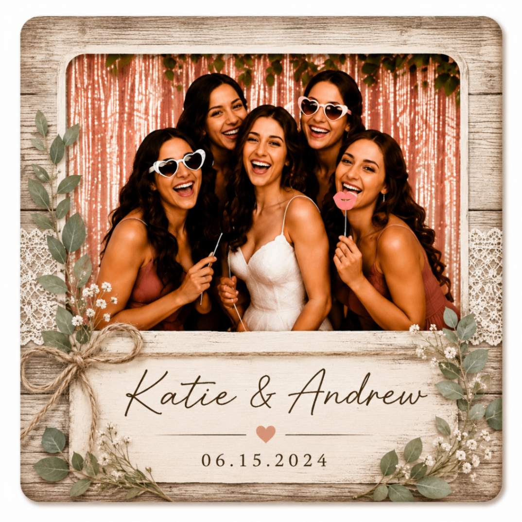 Rustic Farmhouse personalized wedding magnet design