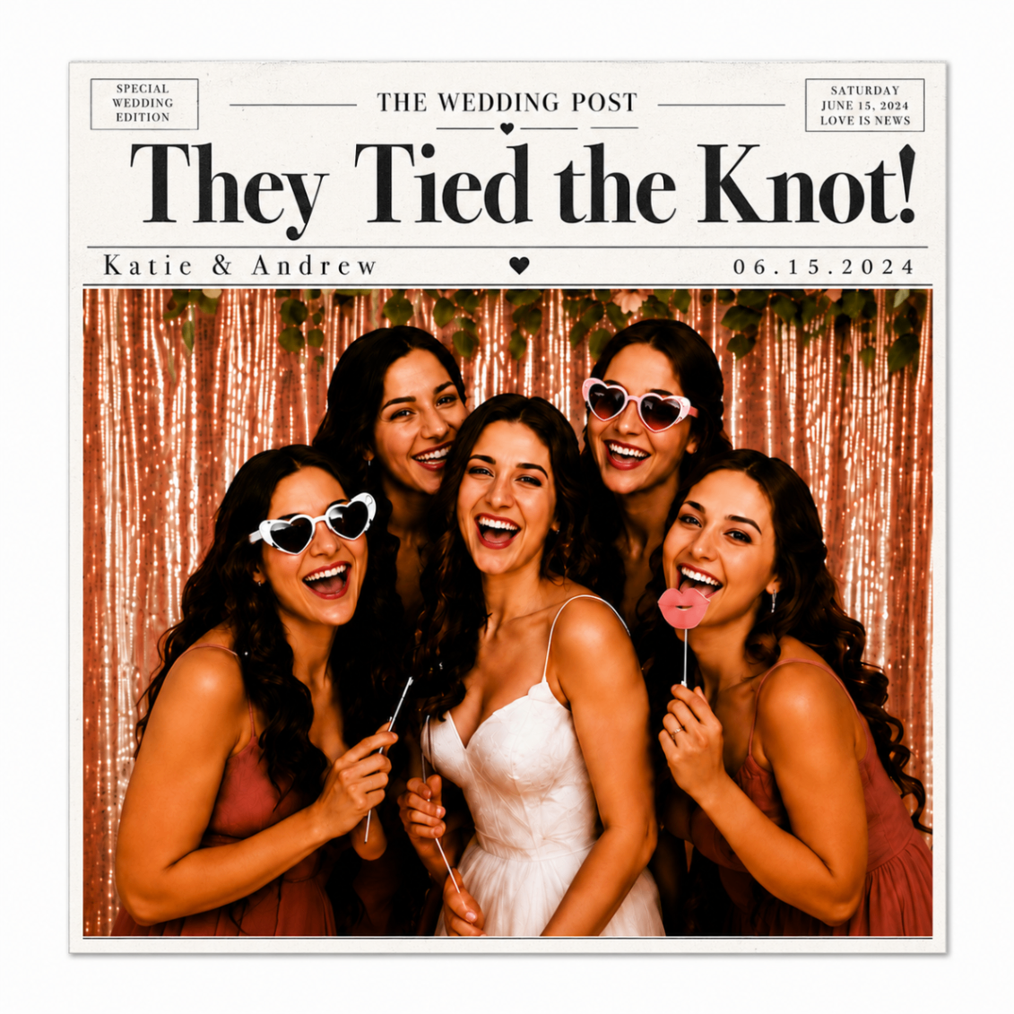 Wedding Newspaper personalized wedding magnet design