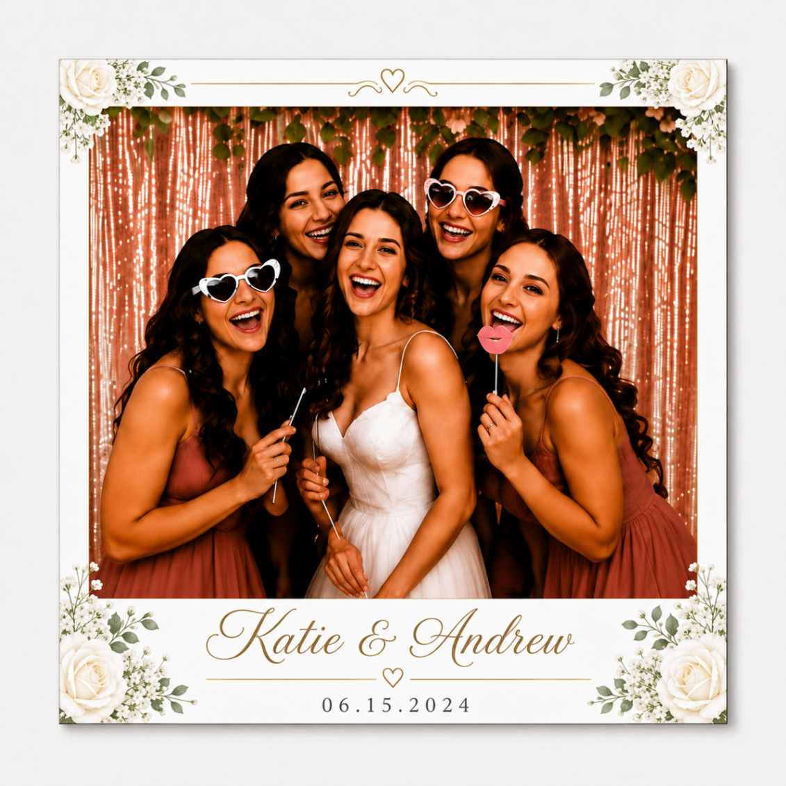 White Floral Romance personalized wedding magnet design