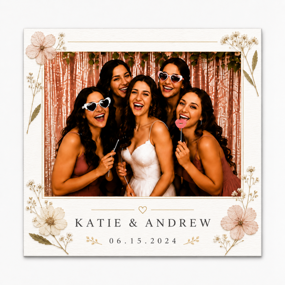 Pressed Flower Keepsake personalized wedding magnet design