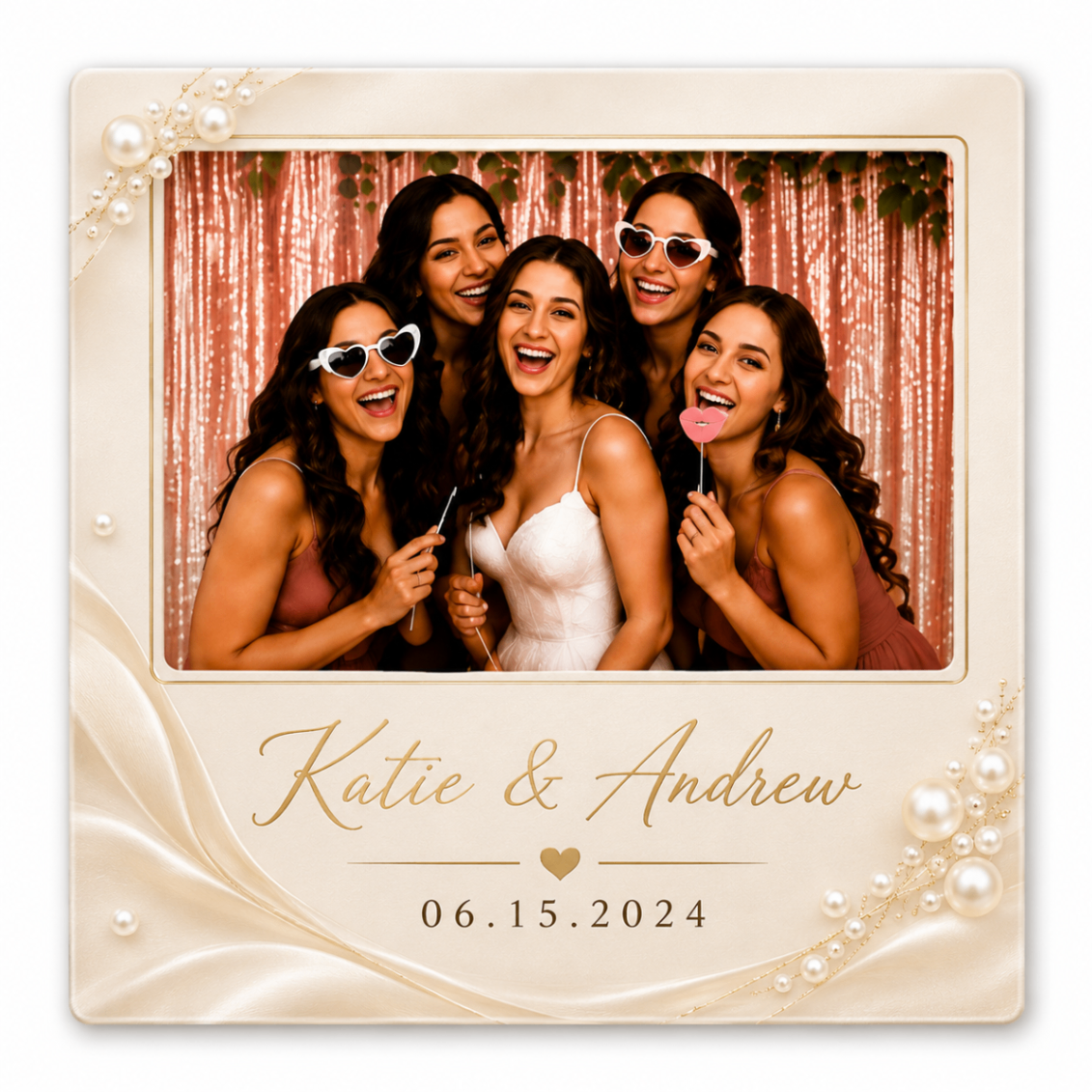 Champagne Pearl personalized wedding magnet design