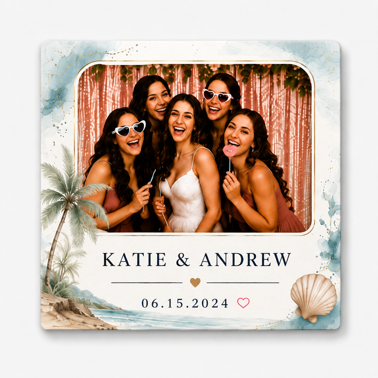 Coastal personalized wedding magnet design