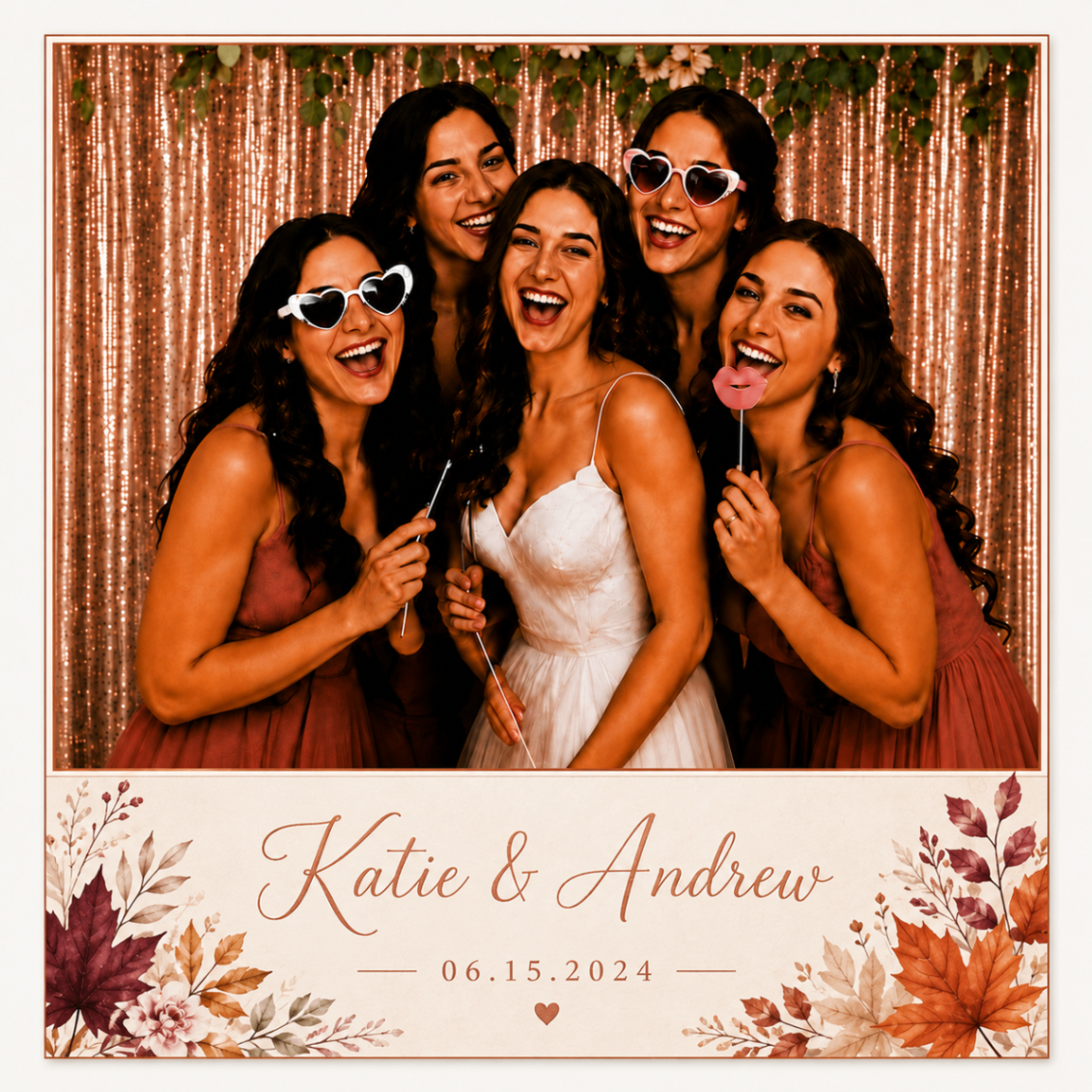 Autumn Romance personalized wedding magnet design
