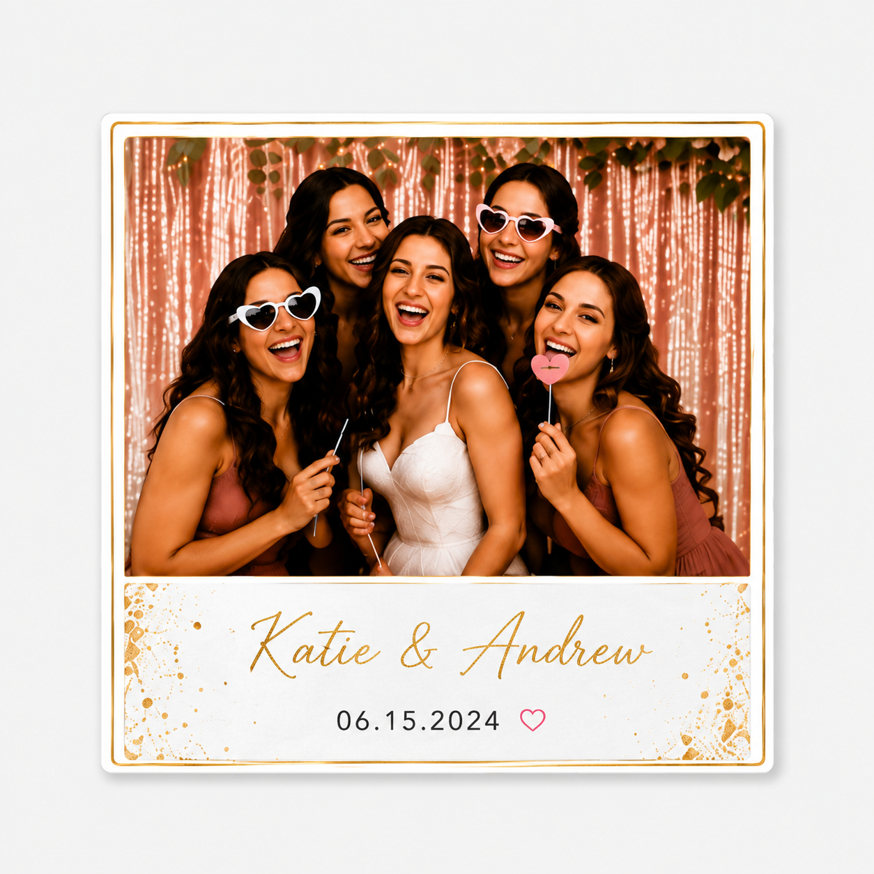 Gold Accents personalized wedding magnet design